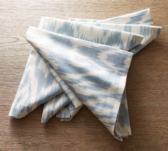 Ava Ikat Print Organic Cotton Napkins - Set of 4