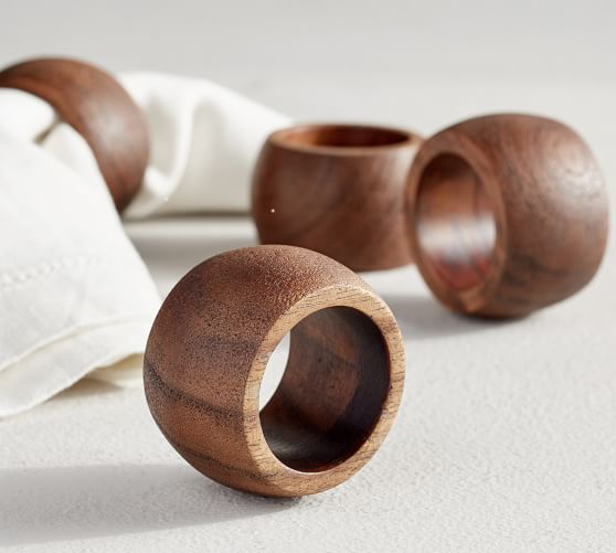 Chateau Handcrafted Acacia Wood Napkin Rings - Set of 4