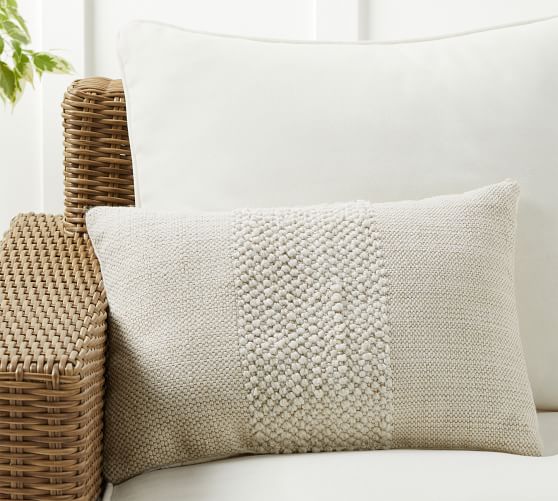 Delonee Handwoven Outdoor Lumbar Pillow