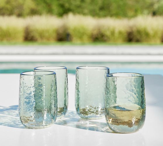 Hammered Outdoor Stemless Wine Glasses