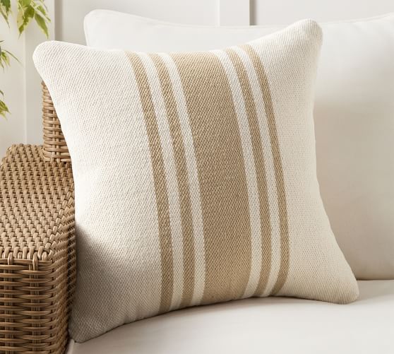 Modern Farmhouse Striped Outdoor Pillow