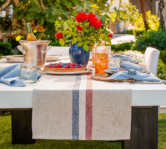 Patriotic Stipe Cotton/Linen Table Runner