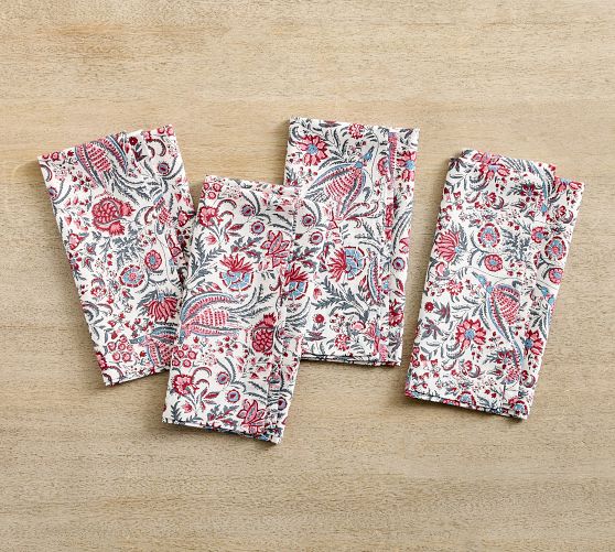 Phoebe Block Print Cotton Napkins - Set of 4