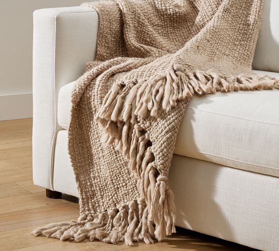 Textured Basketweave Knit Throw